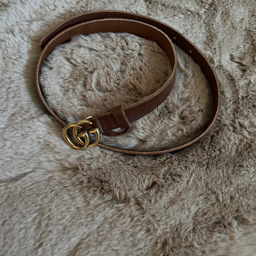 GUCCI BELT small classy camel brown leather
